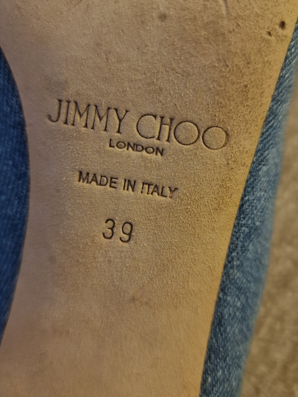 Jimmy Choo Denim Embellished Heel Mules In 39/US 8 - Picture 12 of 12